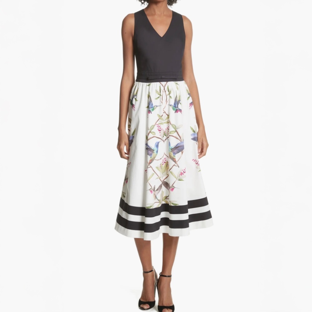 NWOT Ted Baker Highgrove Fit & Flare Dress- 2 / US6 - Hummingbird Print